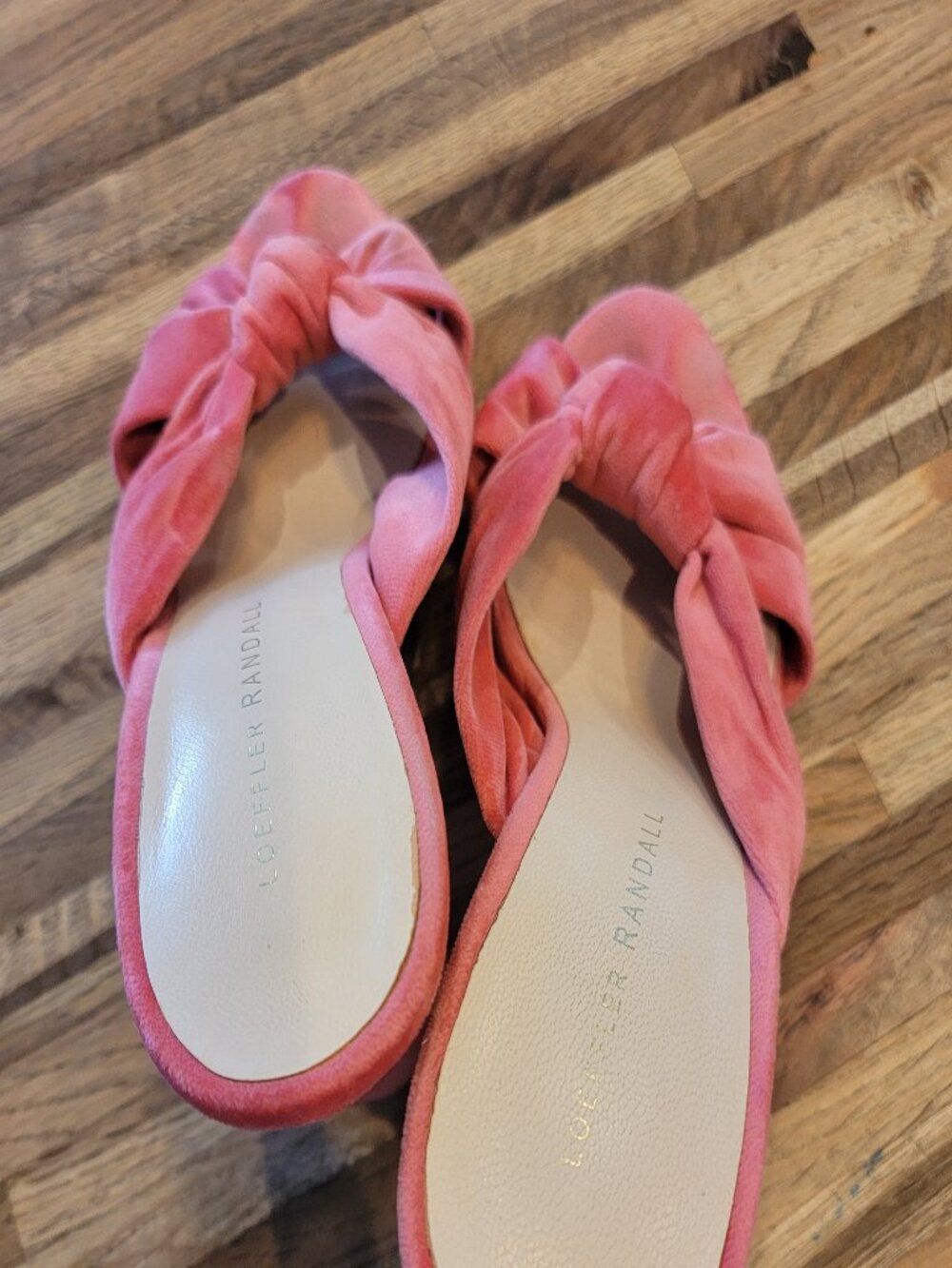 Loeffler Randall Pink Coco Knotted Velvet Heels/Mule Sandal - Picture 11 of 15